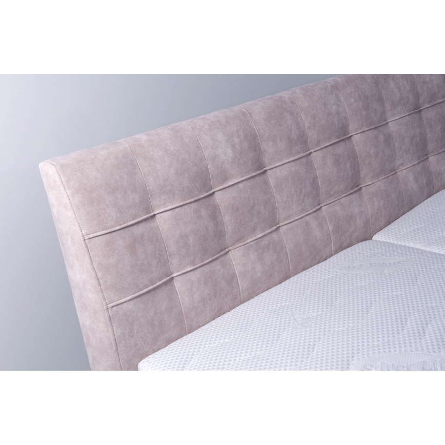 Cama tapizada con colchón y práctico espacio de almacenamiento VIOLET 160x200 cm beige