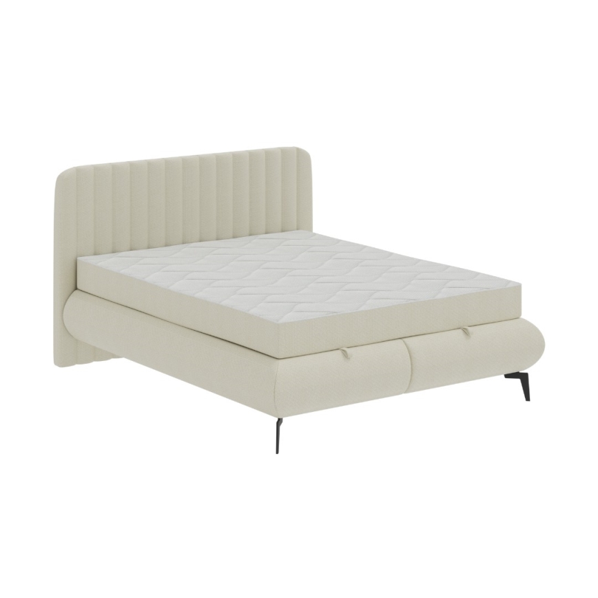 Cama tapizada con colchones y espacio de almacenamiento ALEXA 140x200 cm beige