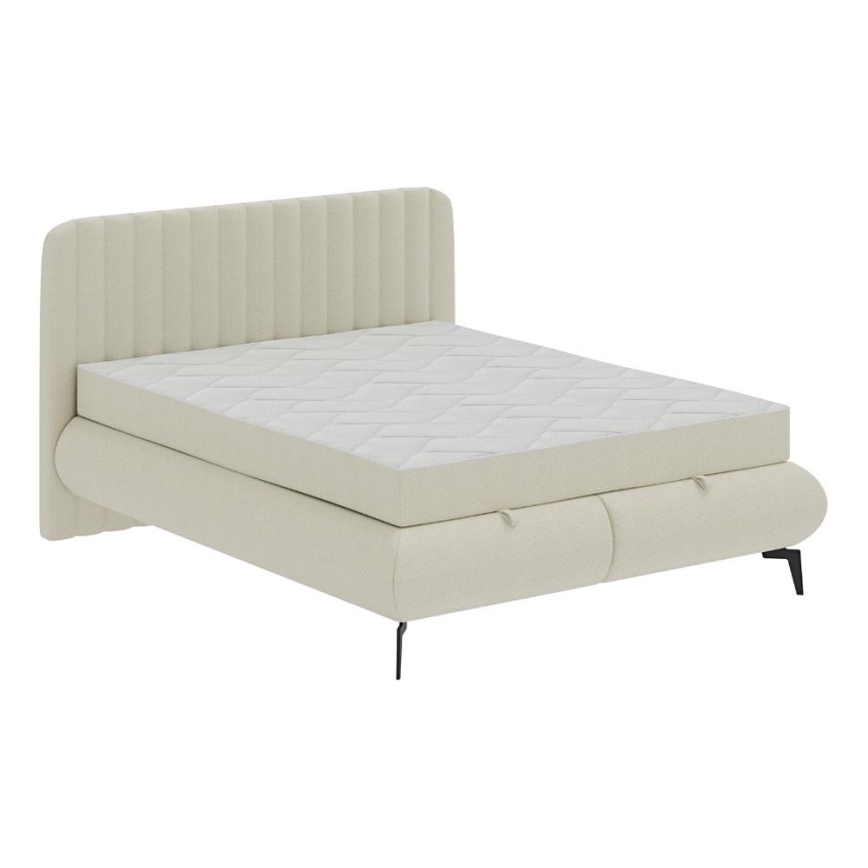 Cama tapizada con colchones y espacio de almacenamiento ALEXA 160x200 cm beige