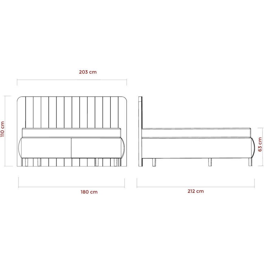 Cama tapizada con colchones y espacio de almacenamiento ALEXA 180x200 cm beige