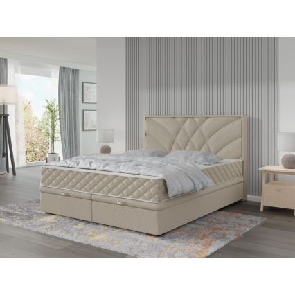 Cama tapizada con colchones y espacio de almacenamiento GINA 180x200 cm beige