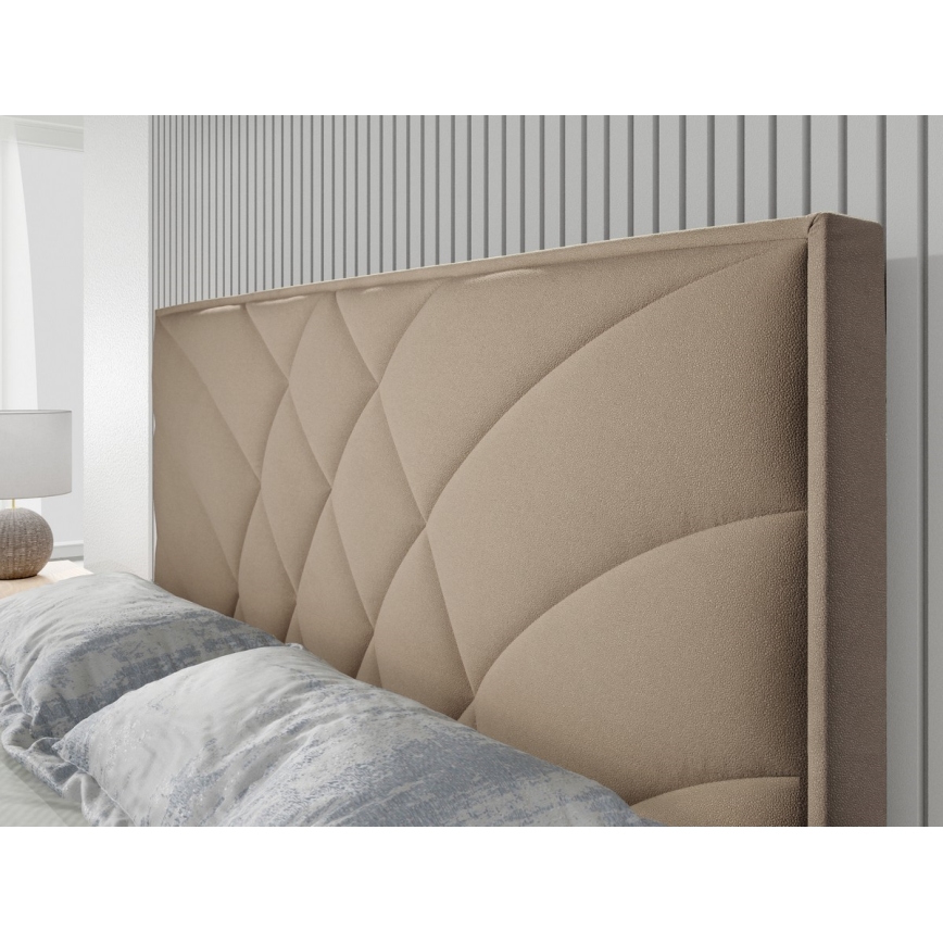 Cama tapizada con colchones y espacio de almacenamiento GINA 180x200 cm beige