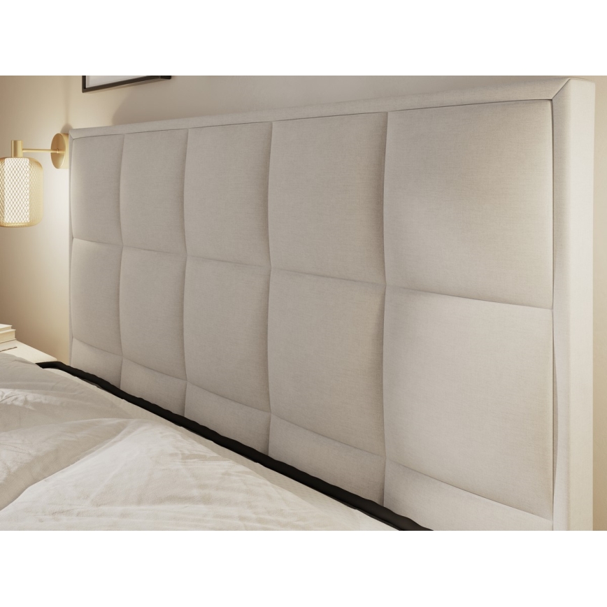 Cama tapizada con colchones y espacio de almacenamiento GRACE 180x200 cm beige