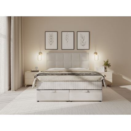 Cama tapizada con colchones y espacio de almacenamiento GRACE 180x200 cm beige