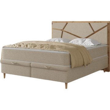 Cama tapizada con colchones y espacio de almacenamiento NAOMI 180x200 cm beige