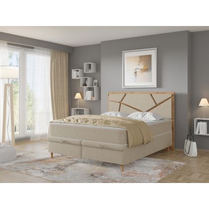 Cama tapizada con colchones y espacio de almacenamiento NAOMI 180x200 cm beige