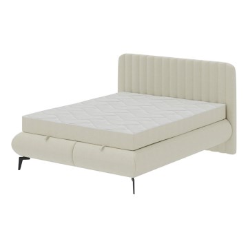 Cama tapizada con colchones y topper con espacio de almacenamiento ALEXA 160x200 cm beige