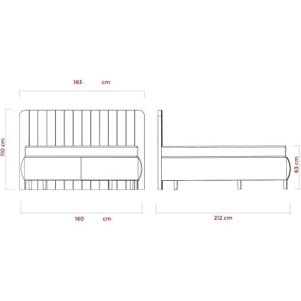 Cama tapizada con colchones y topper con espacio de almacenamiento ALEXA 160x200 cm beige