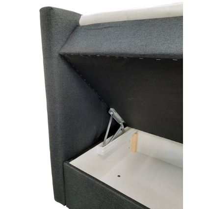 Cama tapizada con colchones y topper con espacio de almacenamiento EMBER 160x200 cm antracita