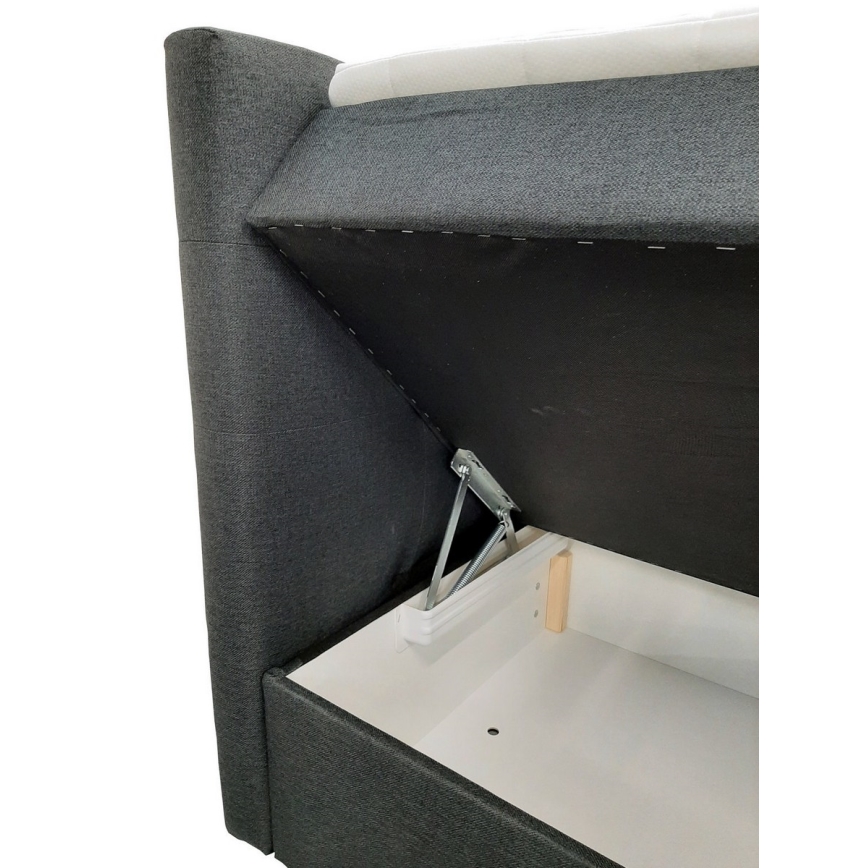 Cama tapizada con colchones y topper con espacio de almacenamiento EMBER 160x200 cm antracita