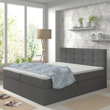 Cama tapizada con colchones y topper con espacio de almacenamiento EMBER 180x200 cm antracita
