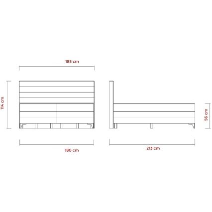 Cama tapizada con colchones y topper MILA 180x200 cm gris