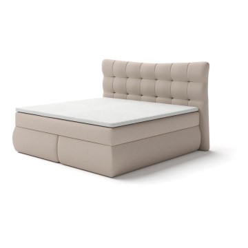 Cama tapizada con colchones y topper SOFIA 180x200 cm beige