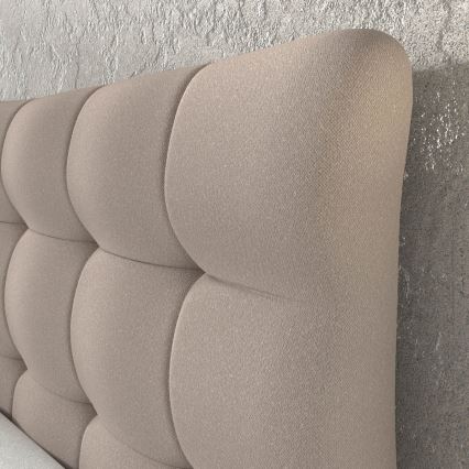 Cama tapizada con colchones y topper SOFIA 180x200 cm beige