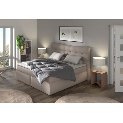 Cama tapizada con colchones y topper SOFIA 180x200 cm beige