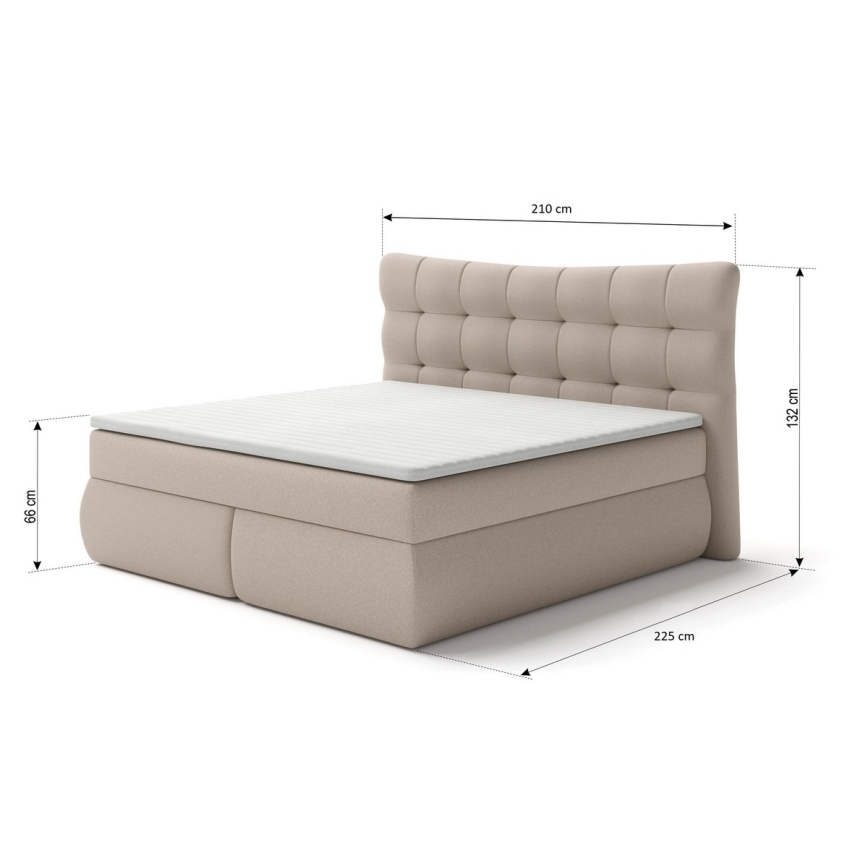 Cama tapizada con colchones y topper SOFIA 180x200 cm beige