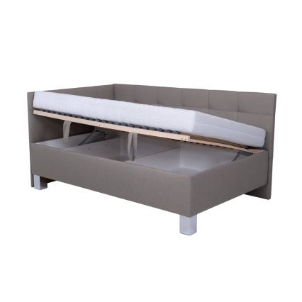 Cama tapizada con espacio de almacenaje sin colchón MARIA PETITE 120x200 cm taupe