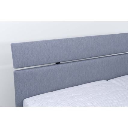 Cama tapizada con espacio de almacenamiento ALIS 180x200 cm, sin colchón, gris claro