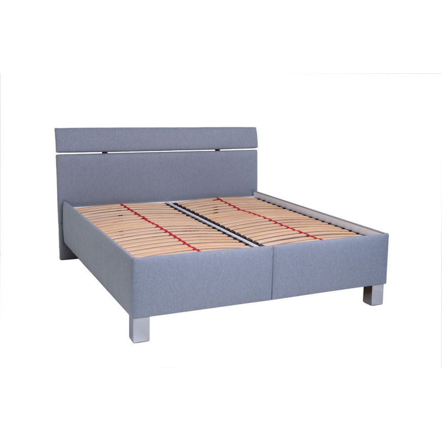 Cama tapizada con espacio de almacenamiento ALIS 180x200 cm, sin colchón, gris claro