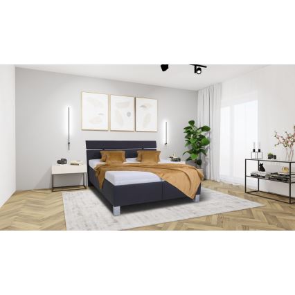 Cama tapizada con espacio de almacenamiento sin colchón ALIS 160x200 cm antracita