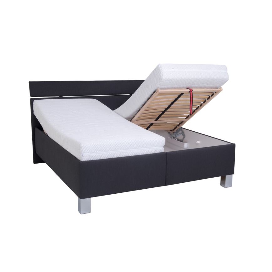 Cama tapizada con espacio de almacenamiento sin colchón ALIS 160x200 cm antracita