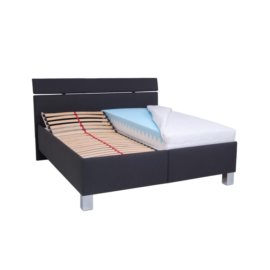 Cama tapizada con espacio de almacenamiento sin colchón ALIS 160x200 cm antracita
