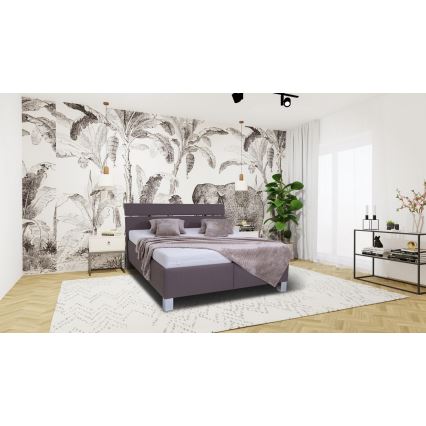 Cama tapizada con espacio de almacenamiento sin colchón ALIS 180x200 cm marrón