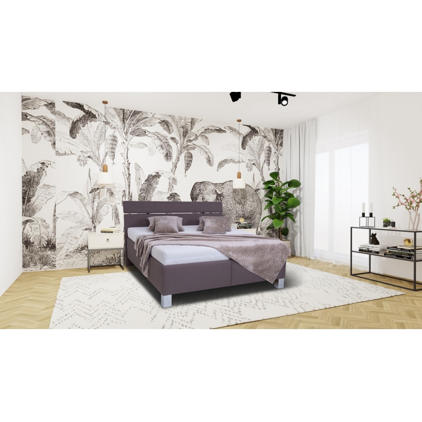Cama tapizada con espacio de almacenamiento sin colchón ALIS 180x200 cm marrón