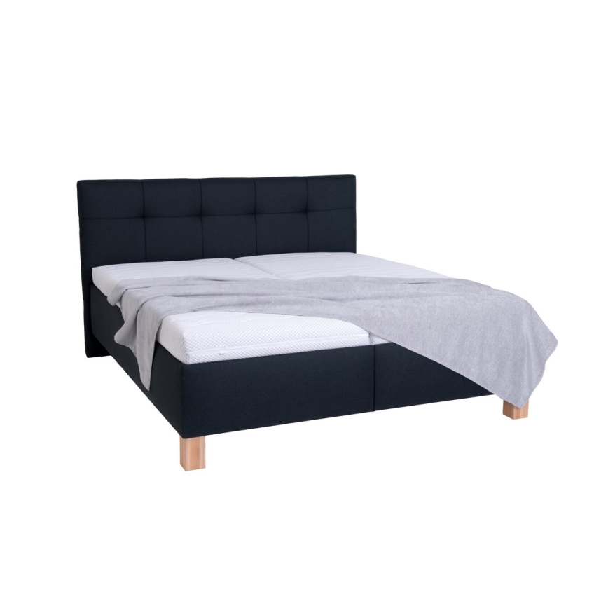 Cama tapizada con espacio de almacenamiento sin colchón MARIA 160x200 cm antracita