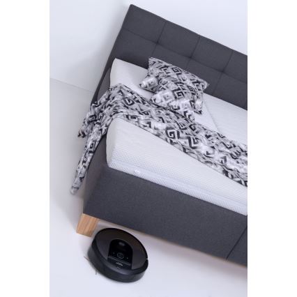 Cama tapizada con espacio de almacenamiento sin colchón MARIA 160x200 cm gris