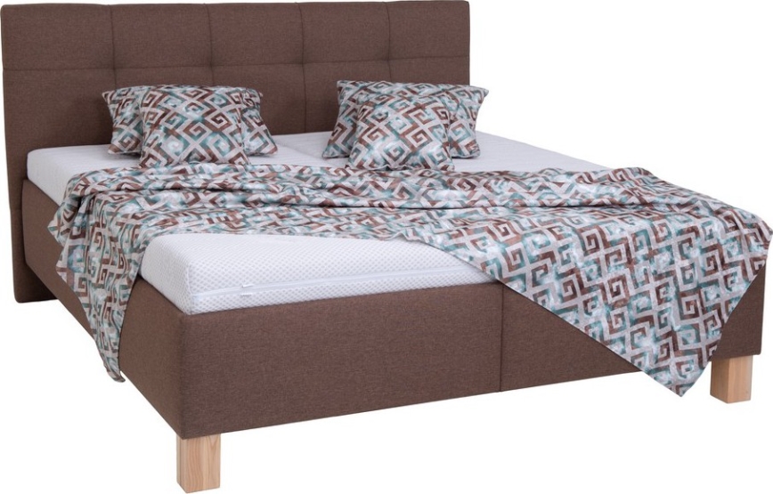 Cama tapizada con espacio de almacenamiento sin colchón MARIA 160x200 cm marrón