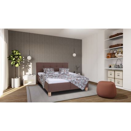 Cama tapizada con espacio de almacenamiento sin colchón MARIA 160x200 cm marrón