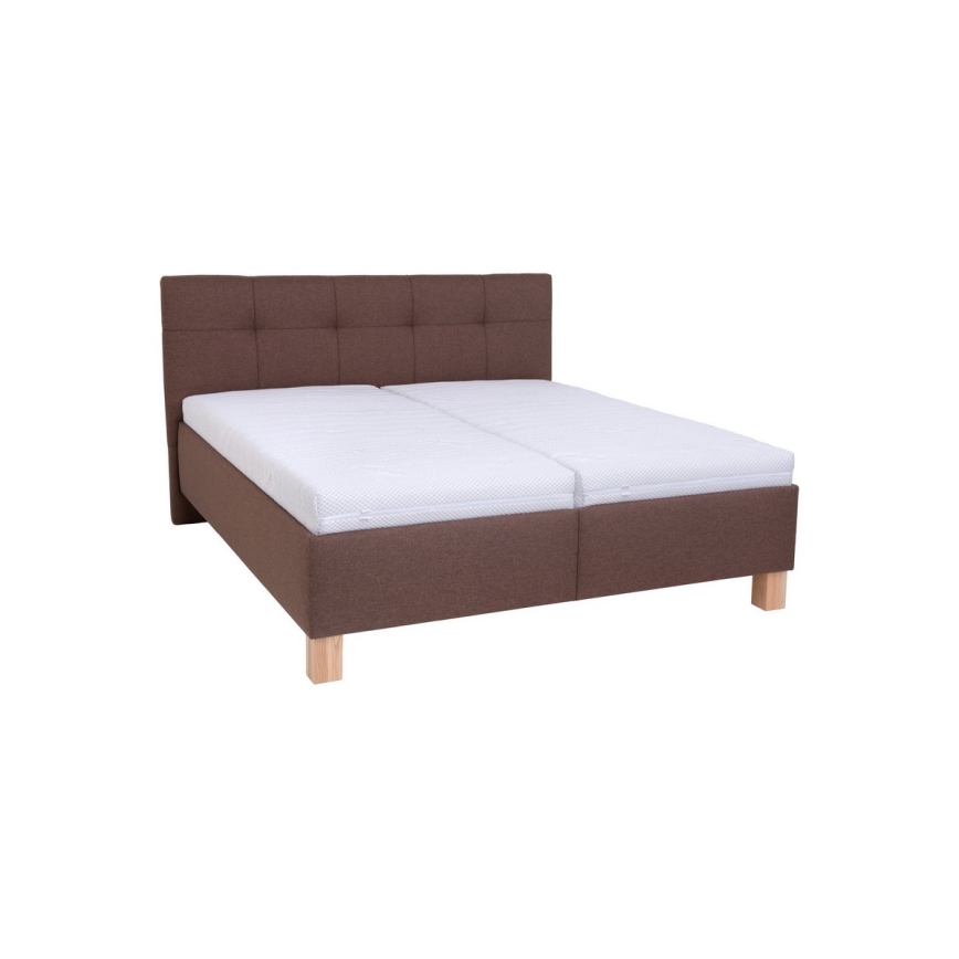 Cama tapizada con espacio de almacenamiento sin colchón MARIA 160x200 cm marrón