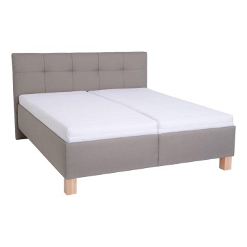 Cama tapizada con espacio de almacenamiento sin colchón MARIA 180x200 cm color topo