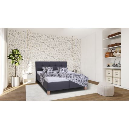 Cama tapizada con espacio de almacenamiento sin colchón MARIA 180x200 cm gris