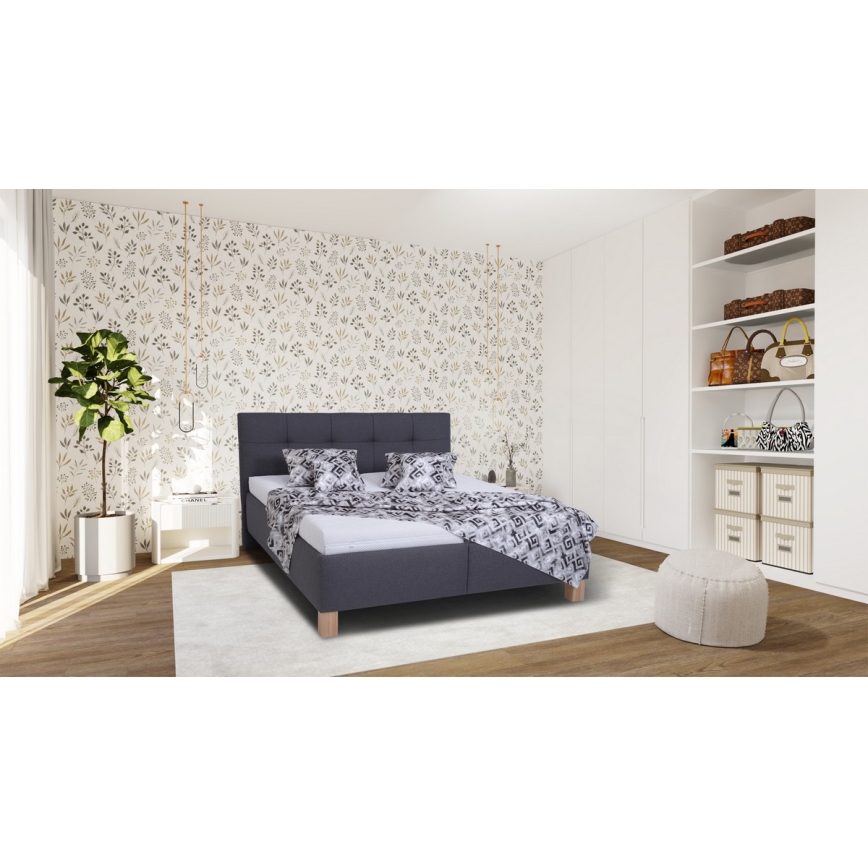 Cama tapizada con espacio de almacenamiento sin colchón MARIA 180x200 cm gris