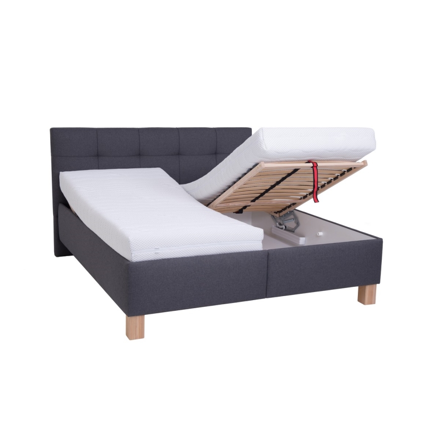 Cama tapizada con espacio de almacenamiento sin colchón MARIA 180x200 cm gris