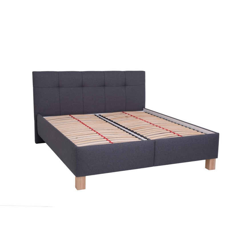 Cama tapizada con espacio de almacenamiento sin colchón MARIA 180x200 cm gris