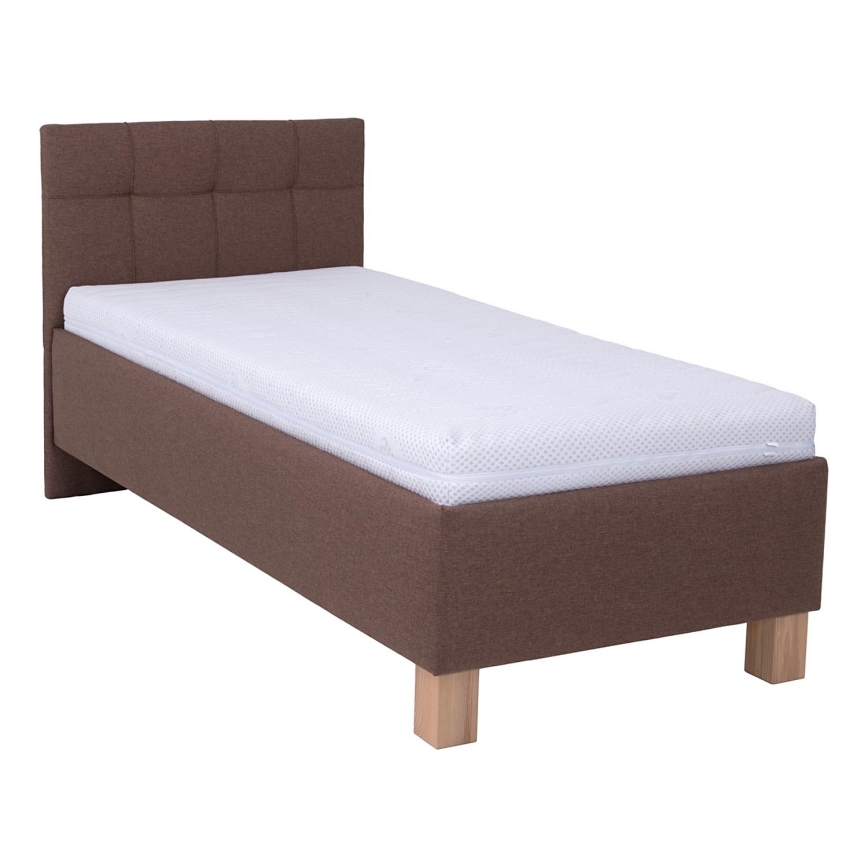 Cama tapizada con espacio de almacenamiento sin colchón MARIA ONE 90x200 cm marrón