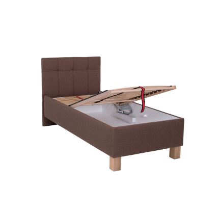 Cama tapizada con espacio de almacenamiento sin colchón MARIA ONE 90x200 cm marrón