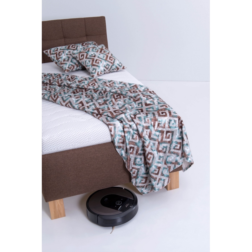 Cama tapizada con espacio de almacenamiento sin colchón MARIA ONE 90x200 cm marrón