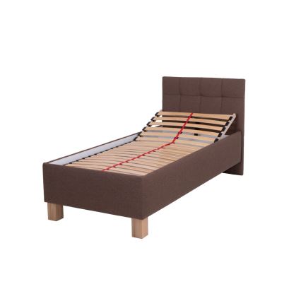 Cama tapizada con espacio de almacenamiento sin colchón MARIA ONE 90x200 cm marrón