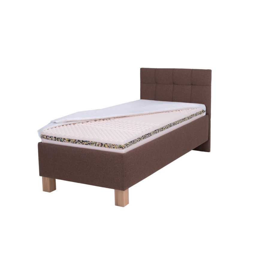 Cama tapizada con espacio de almacenamiento sin colchón MARIA ONE 90x200 cm marrón