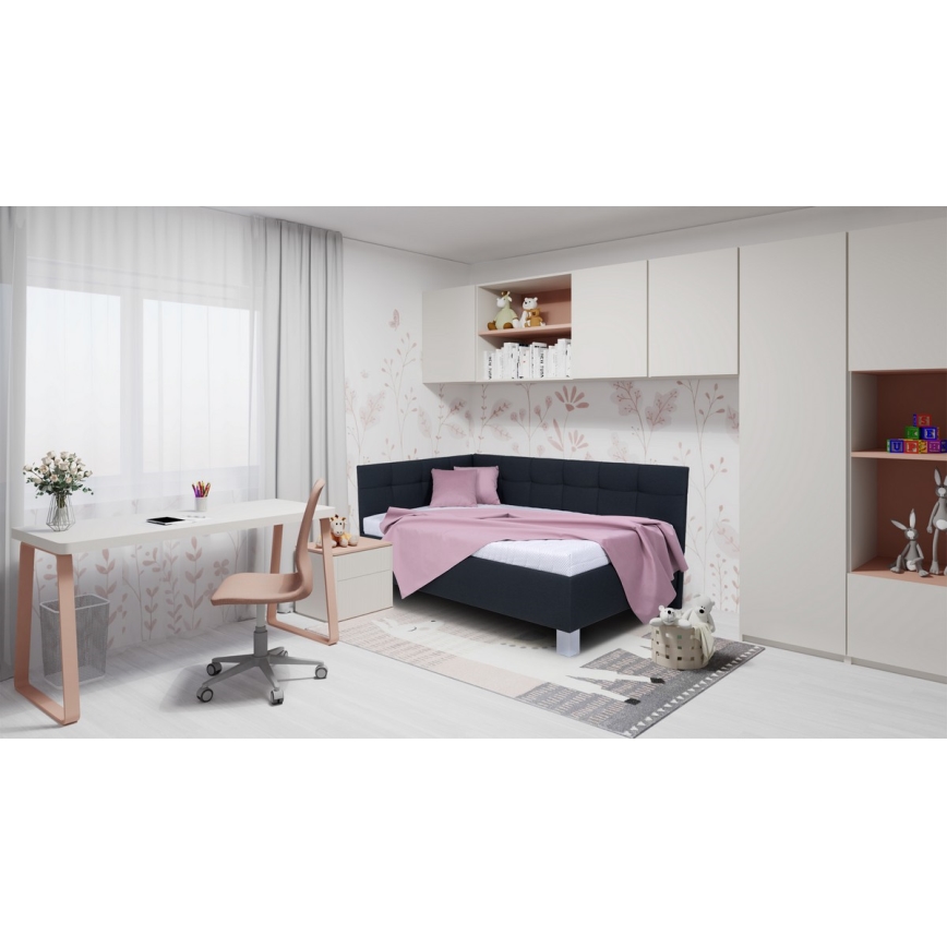 Cama tapizada con espacio de almacenamiento sin colchón MARIA PETITE 120x200 cm antracita