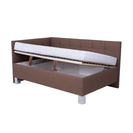 Cama tapizada con espacio de almacenamiento sin colchón MARIA PETITE 120x200 cm marrón