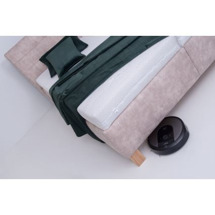 Cama tapizada con espacio de almacenamiento sin colchón VIOLET 160x200 cm beige