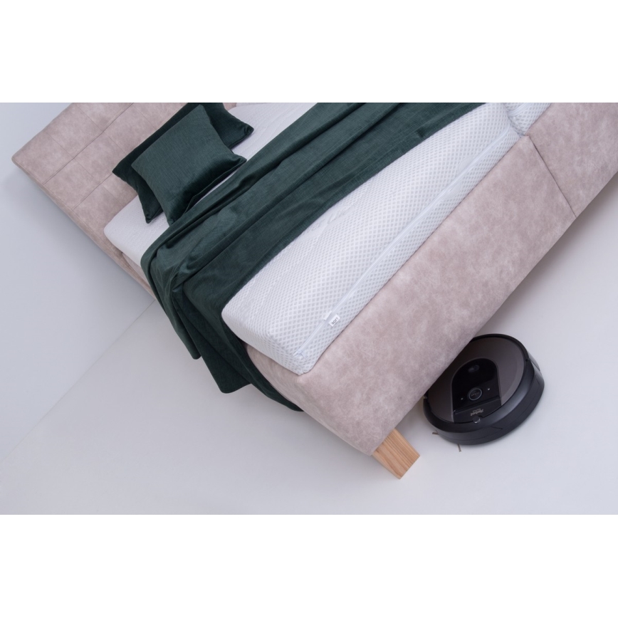 Cama tapizada con espacio de almacenamiento sin colchón VIOLET 180x200 cm beige