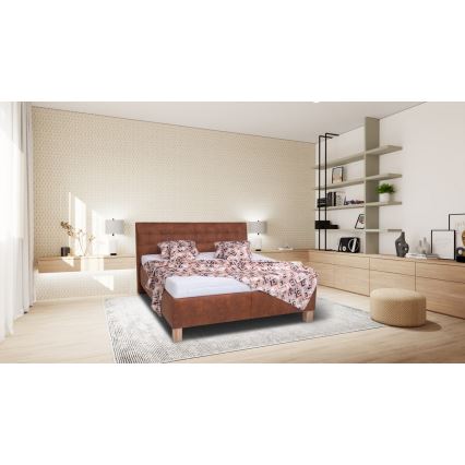 Cama tapizada con espacio de almacenamiento sin colchón VIOLET 180x200 cm marrón castaño