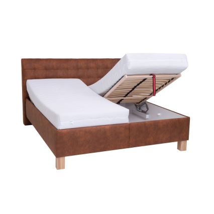 Cama tapizada con espacio de almacenamiento sin colchón VIOLET 180x200 cm marrón castaño