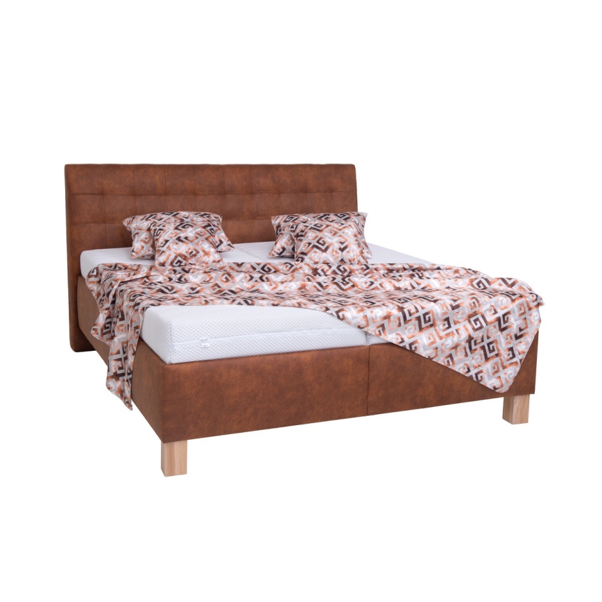 Cama tapizada con espacio de almacenamiento sin colchón VIOLET 180x200 cm marrón castaño
